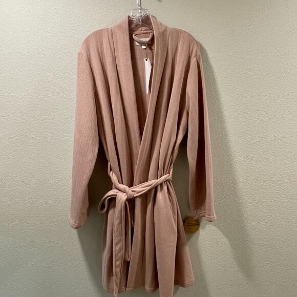 NWT, DAYDREAM By Berkshire Home Long Sleeve Rib Knit Jersey Robe, Mauve - L - Picture 1 of 11